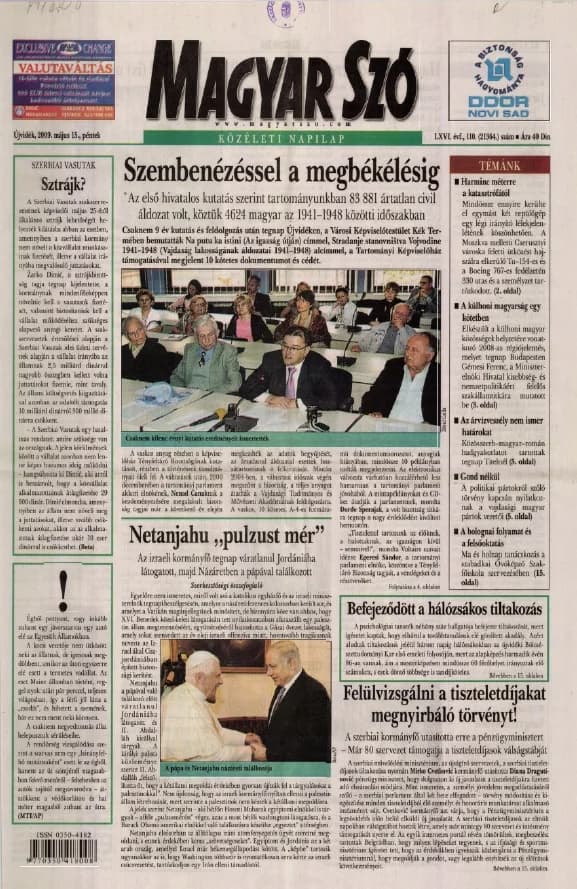 Magyar Szó, 66. évf. 2009. május 15. 110. sz. 1–20. oldal