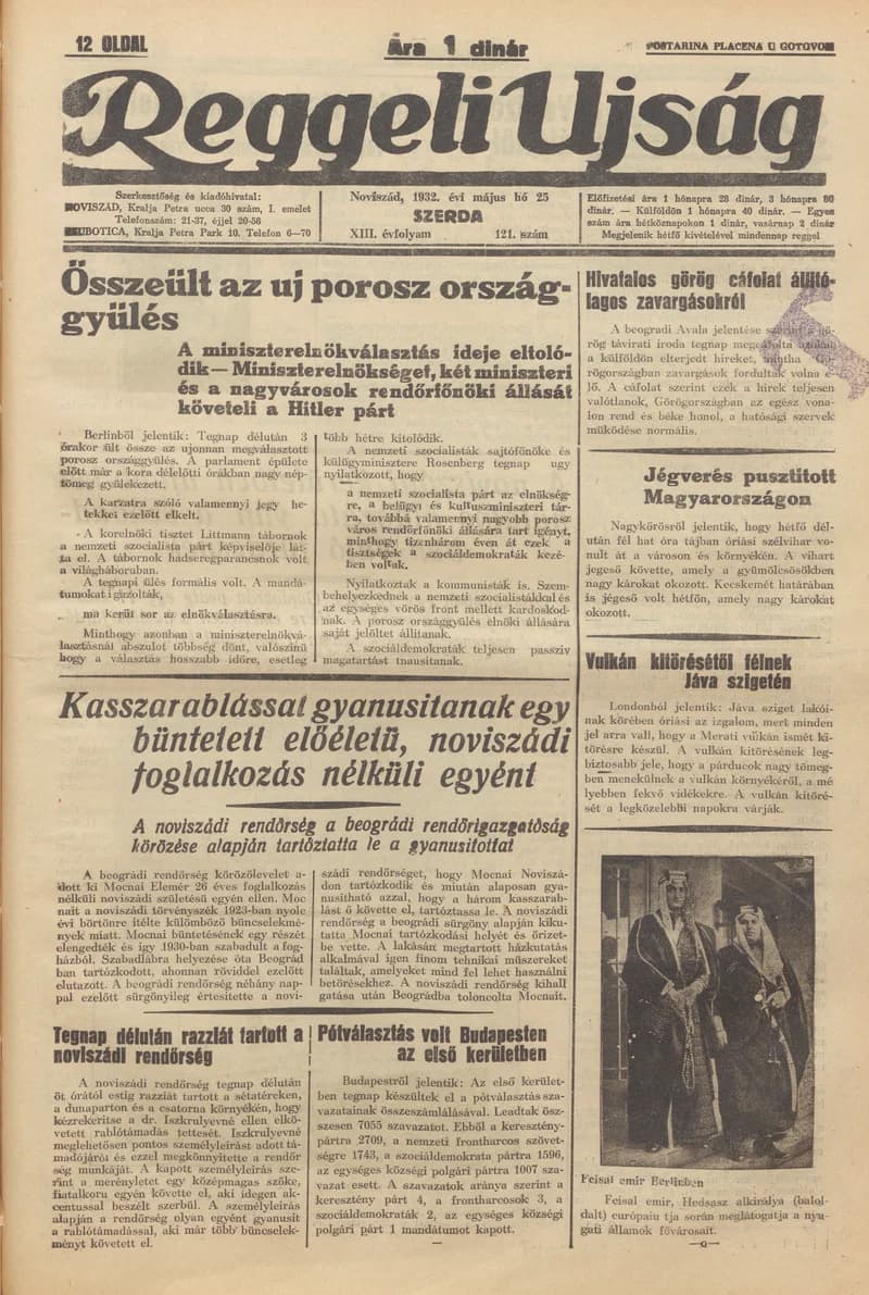 Reggeli Újság, 13. évf. 1932. május 25. 121. sz.