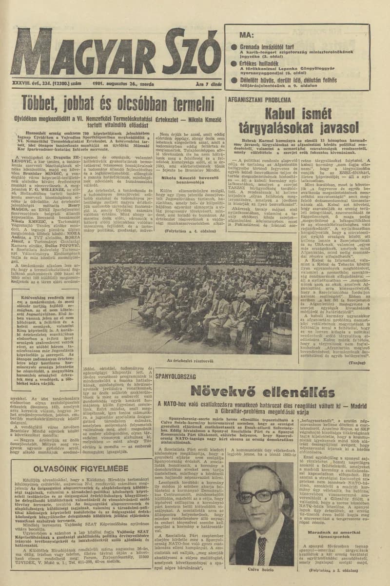 Magyar Szó, 38. évf. 1981. augusztus 26. 234. sz.