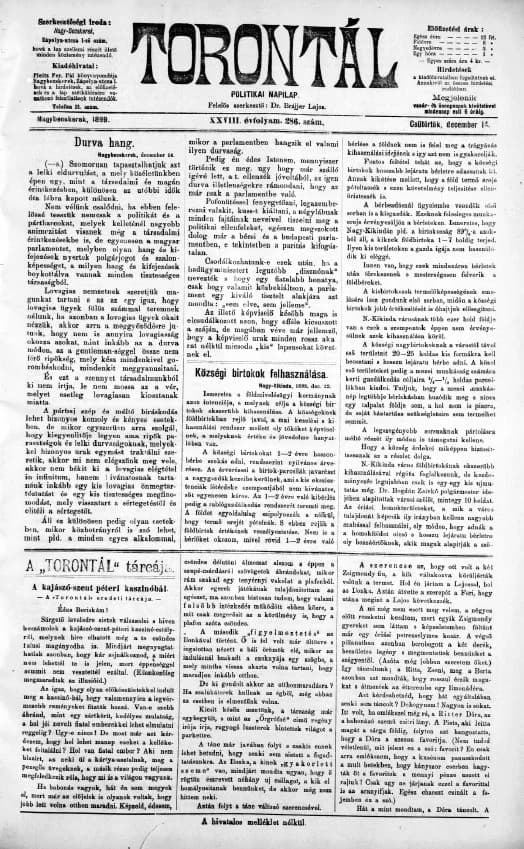 Torontál, 28. évf. 1899. december 14. 286. sz.