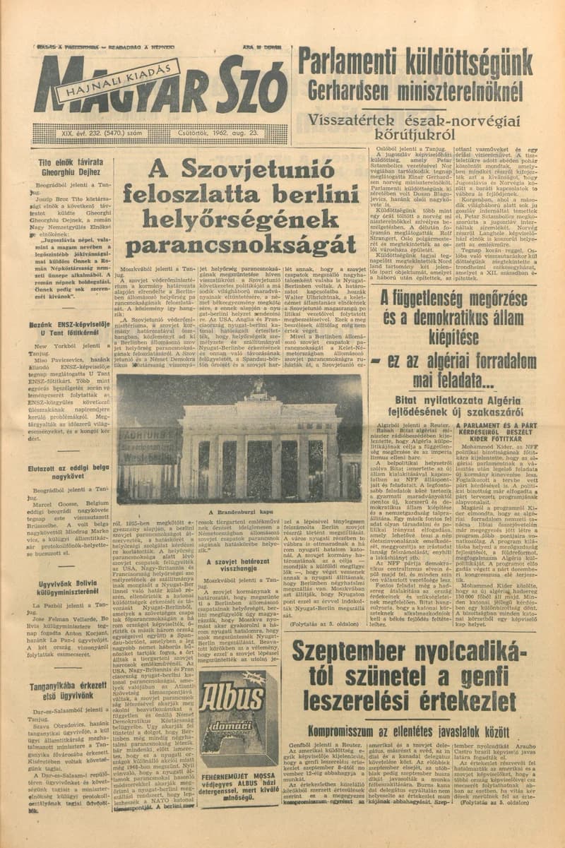 Magyar Szó, 19. évf. 1962. augusztus 23. 232. sz. 1–12. oldal