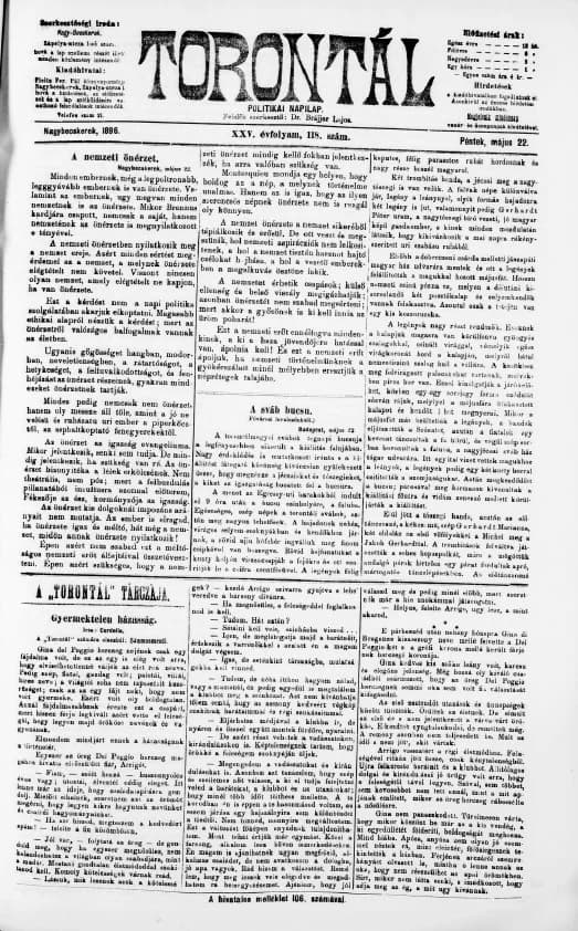 Torontál, 25. évf. 1896. május 22. 118. sz.