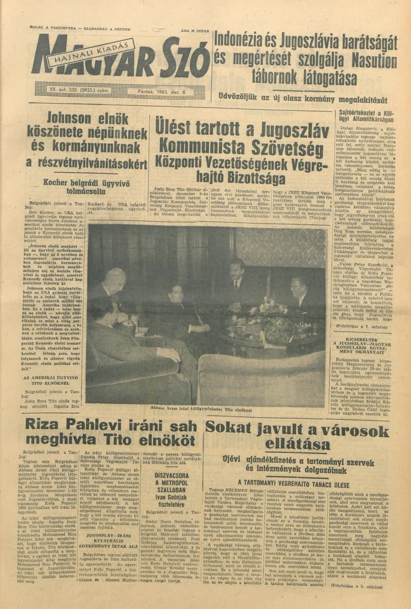 Magyar Szó, 20. évf. 1963. december 6. 335. sz. 1–16. oldal