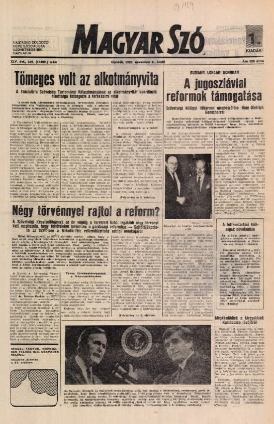 Magyar Szó, 45. évf. 1988. november 8. 309. sz.