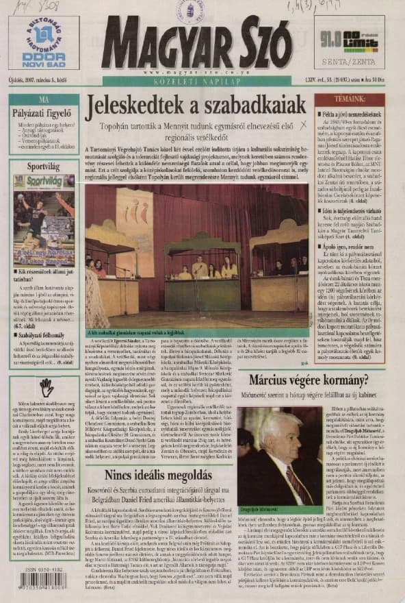 Magyar Szó, 64. évf. 2007. március 5. 53. sz. 1–12. oldal