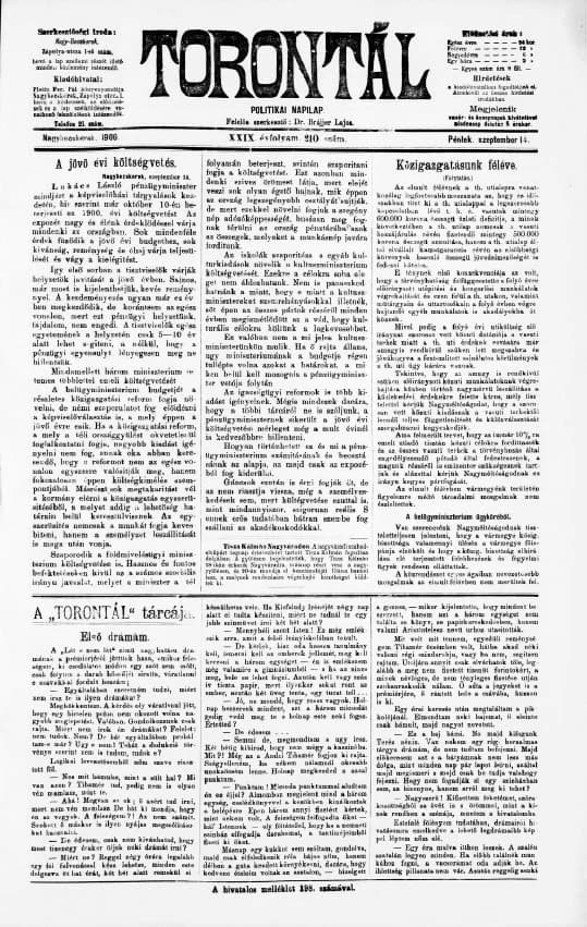 Torontál, 29. évf. 1900. szeptember 14. 210. sz.