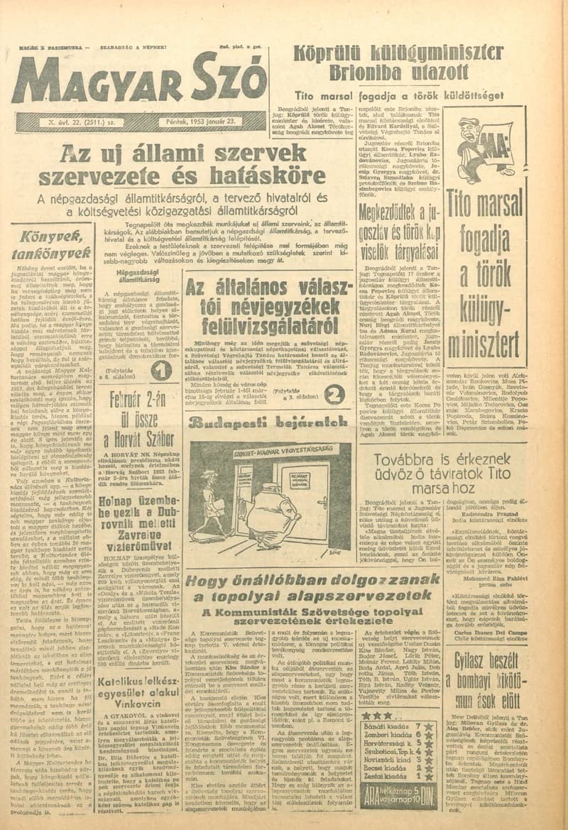Magyar Szó, 10. évf. 1953. január 23. 22. sz. 1–10. oldal