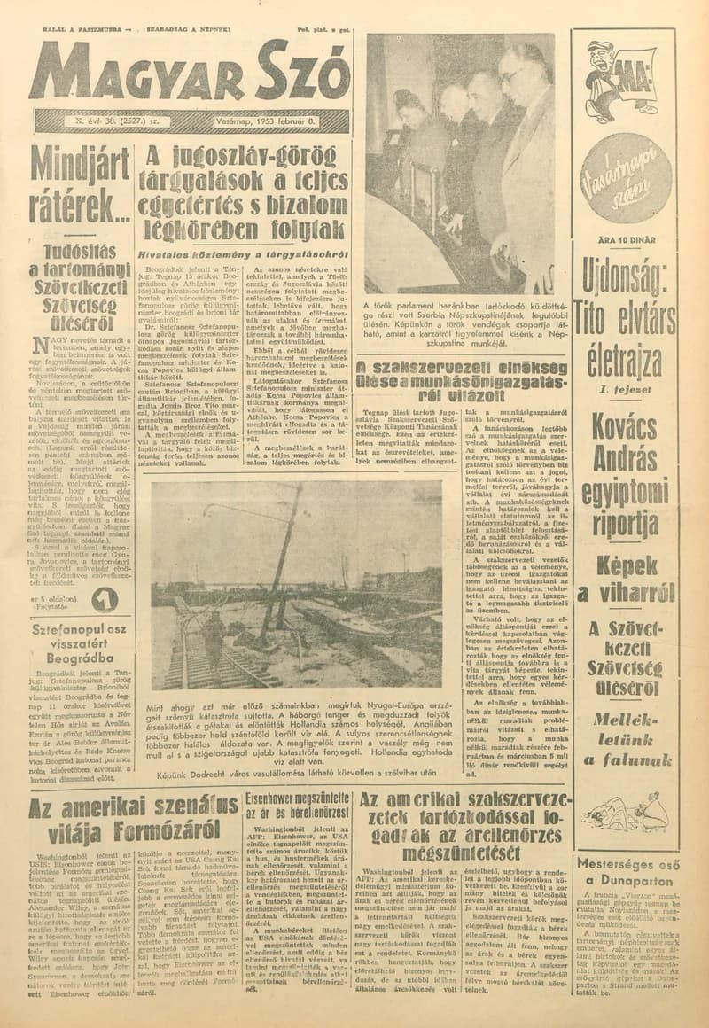 Magyar Szó, 10. évf. 1953. február 8. 38. sz. 1–14. oldal