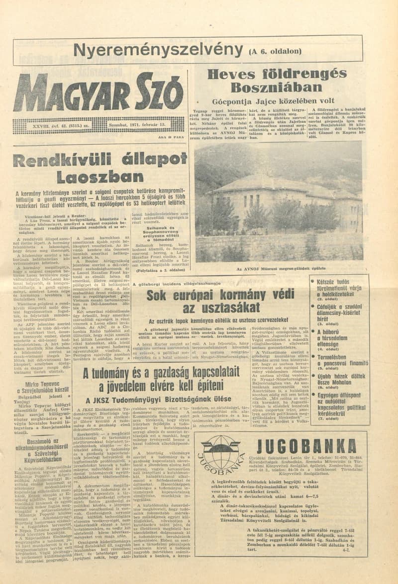 Magyar Szó, 28. évf. 1971. február 13. 42. sz. 1–20. oldal