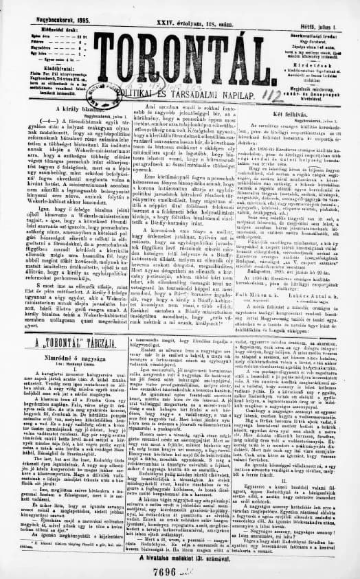 Torontál, 24. évf. 1895. július 1. 148. sz.
