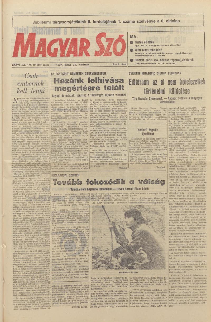 Magyar Szó, 36. évf. 1979. június 24. 171. sz. 1–28. oldal