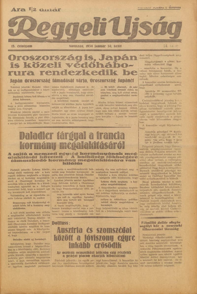 Reggeli Újság, 15. évf. 1934. január 30. 24. sz.