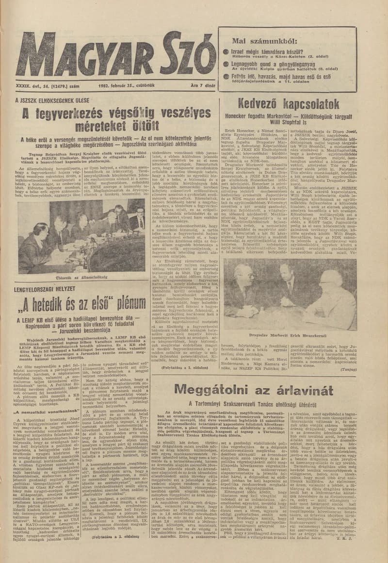 Magyar Szó, 39. évf. 1982. február 25. 54. sz. 1–20. oldal
