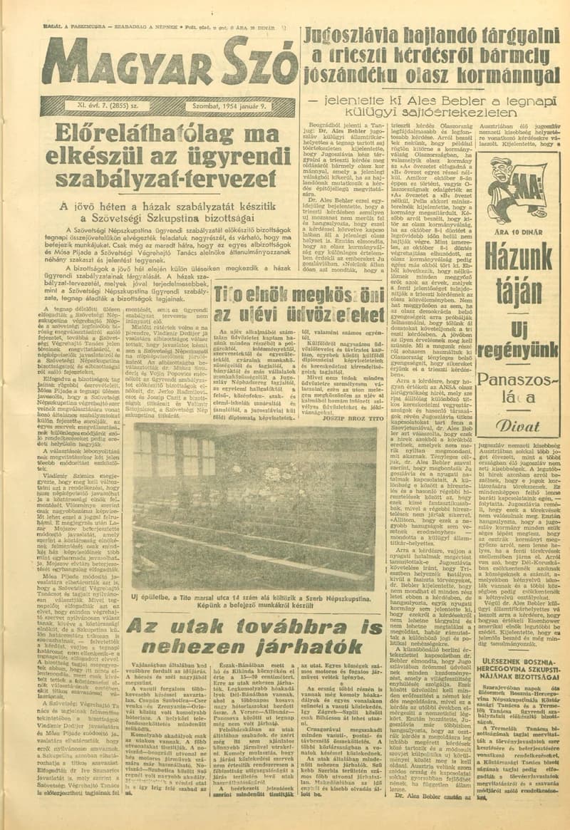 Magyar Szó, 11. évf. 1954. január 9. 7. sz. 1–12. oldal