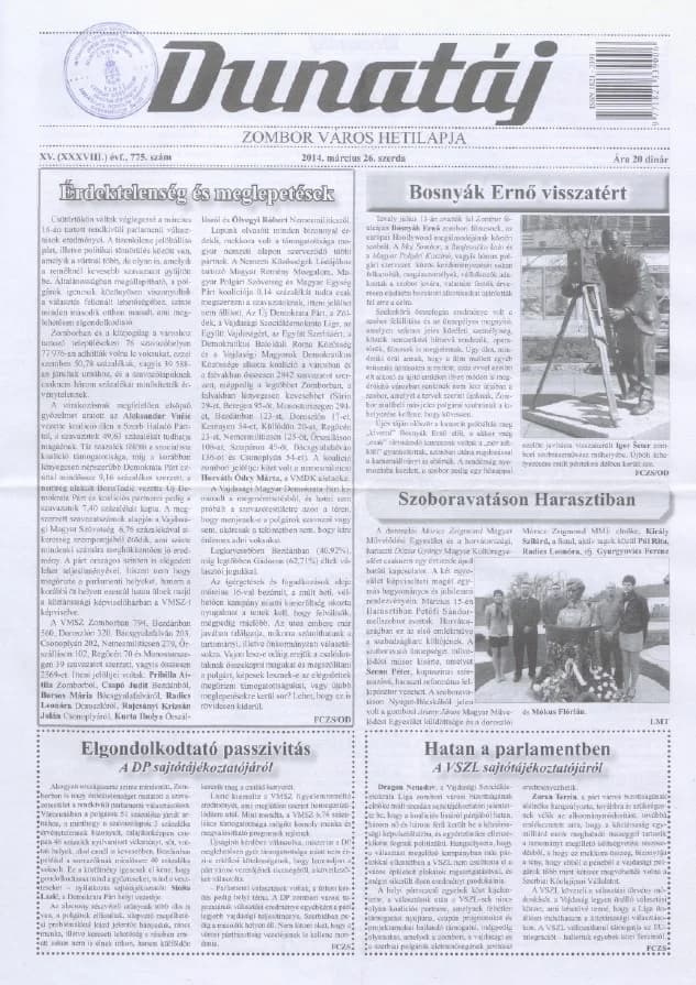 Dunatáj, 16. évf. 2014. március 26. 775. sz.