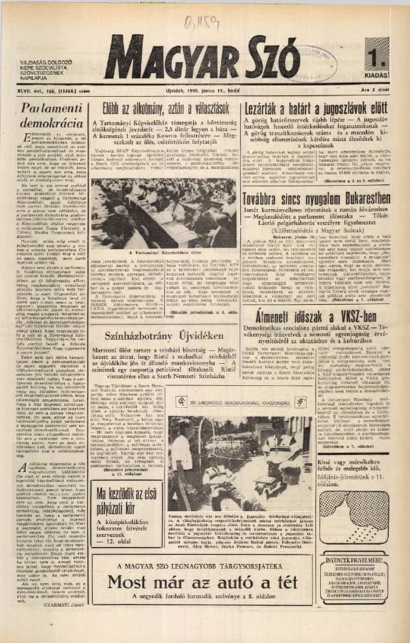 Magyar Szó, 47. évf. 1990. június 19. 166. sz. 1–20. oldal