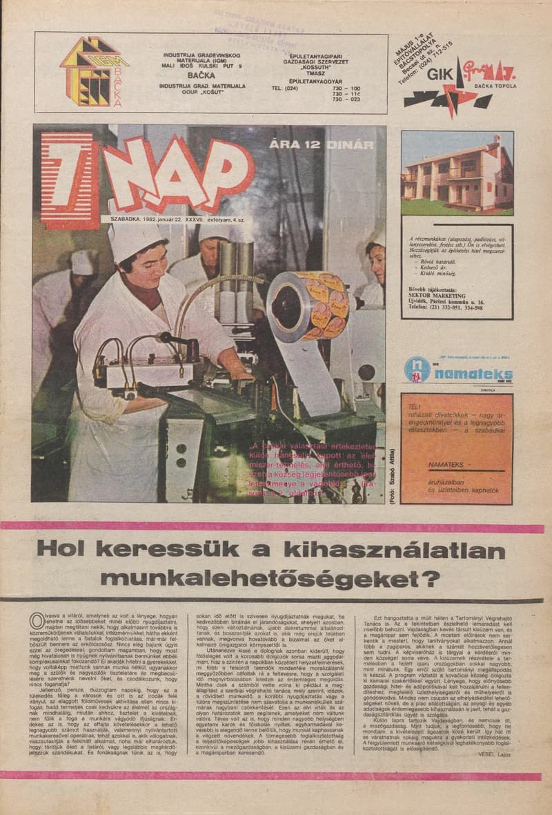 7 Nap, 37. évf. 1982. január 22. 4. sz. 1–16. oldal