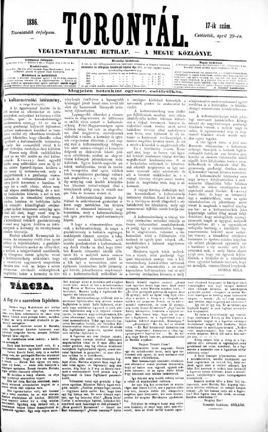 Torontál, 15. évf. 1886. április 29. 17. sz.