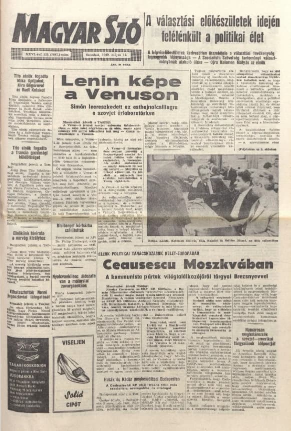 Magyar Szó, 26. évf. 1969. május 17. 133. sz. 1–20. oldal