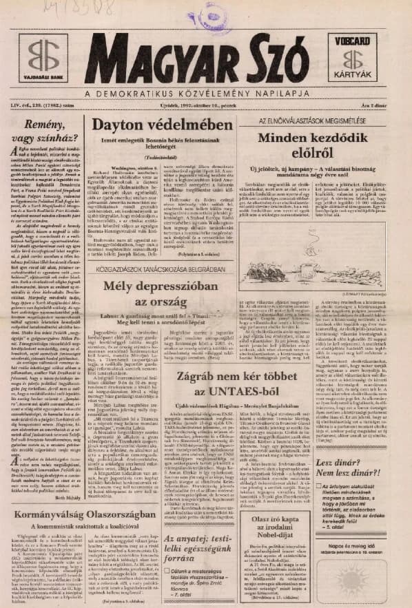 Magyar Szó, 54. évf. 1997. október 10. 239. sz. 1–16. oldal