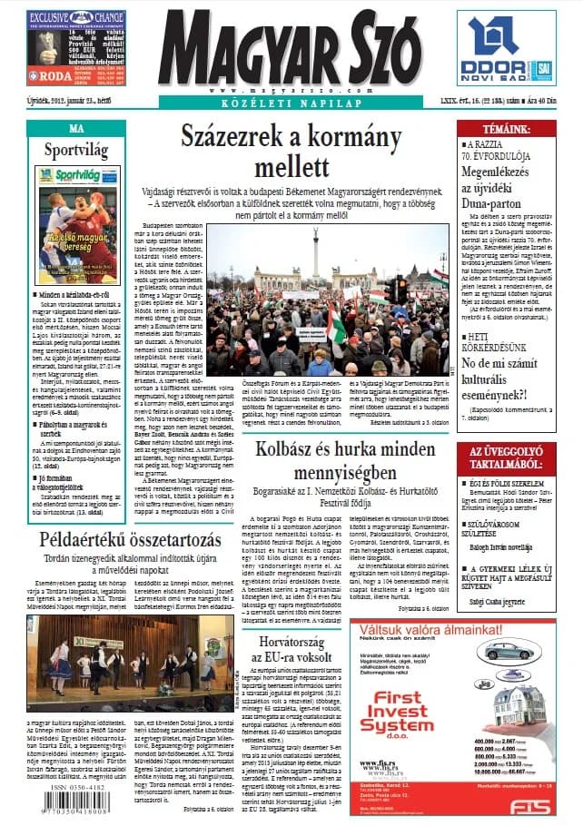 Magyar Szó, 69. évf. 2012. január 23. 16. sz. 1–16. oldal