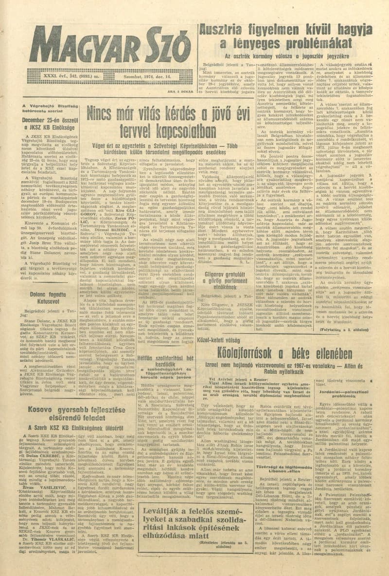 Magyar Szó, 31. évf. 1974. december 14. 342. sz. 1–20. oldal