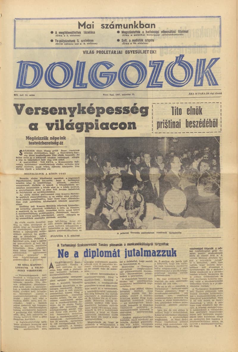 Dolgozók, 21. évf. 1967. március 31. 14. sz.
