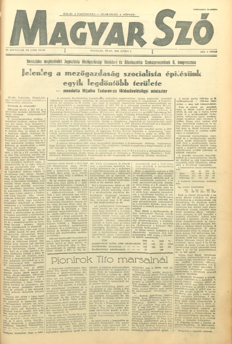 Magyar Szó, 6. évf. 1949. június 7. 134. sz. 1–4. oldal
