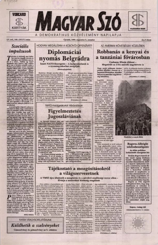 Magyar Szó, 55. évf. 1998. augusztus 8. 188. sz. 1–16. oldal