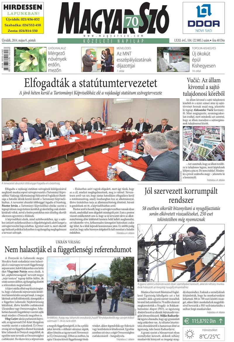 Magyar Szó, 71. évf. 2014. május 9. 104. sz. 1–16. oldal
