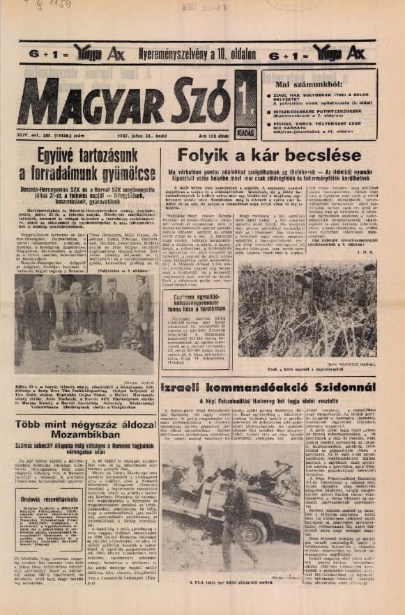 Magyar Szó, 44. évf. 1987. július 28. 205. sz. 1–20. oldal