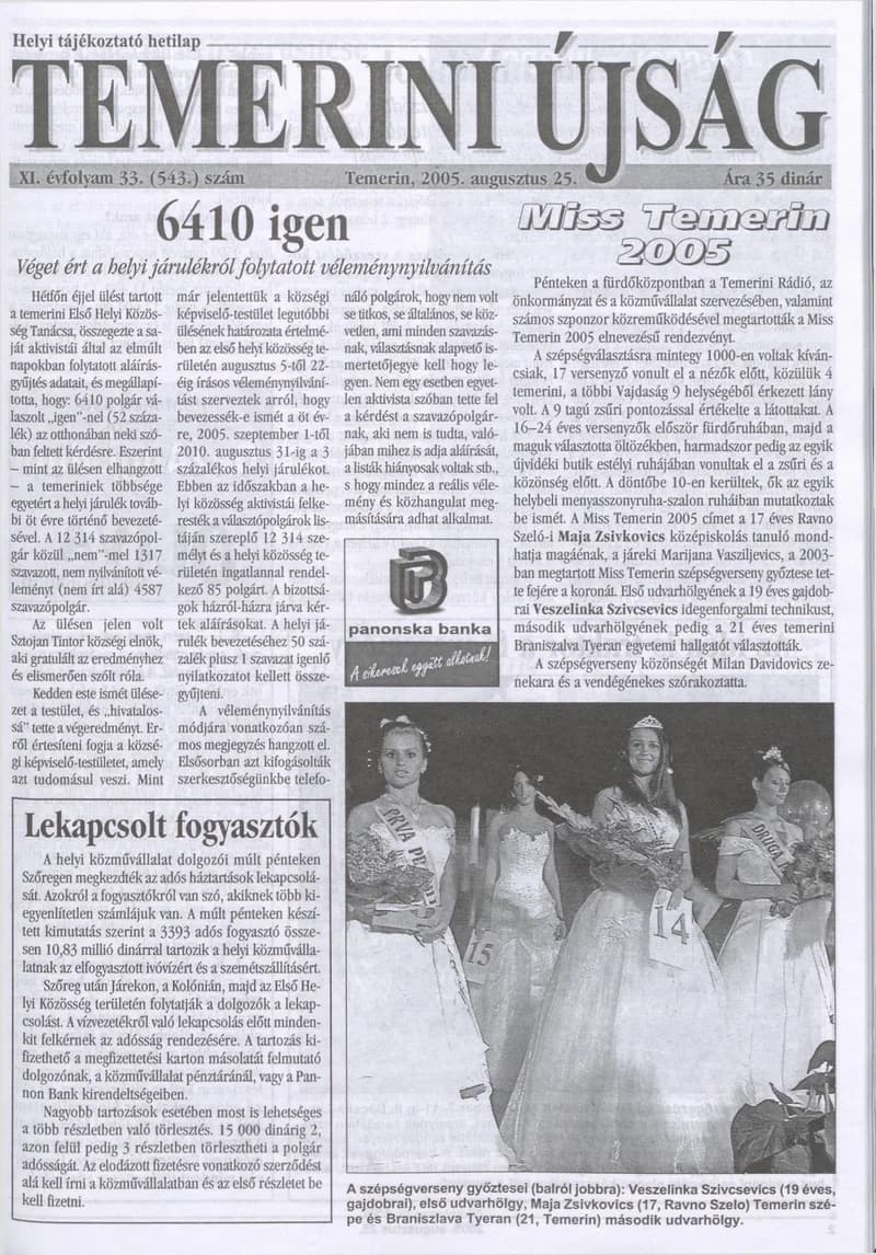 Temerini Újság, 11. évf. 2005. augusztus 25. 34. sz.