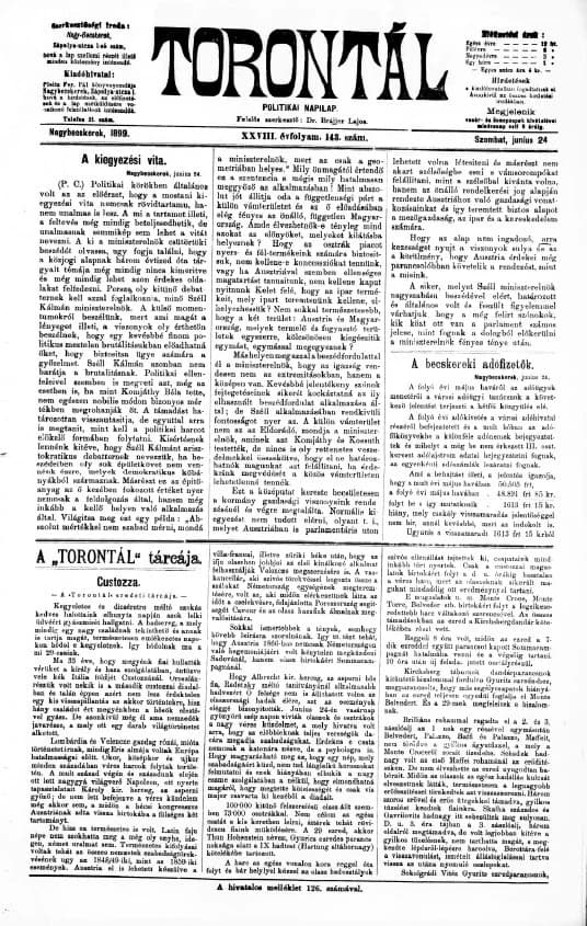 Torontál, 28. évf. 1899. június 24. 143. sz.