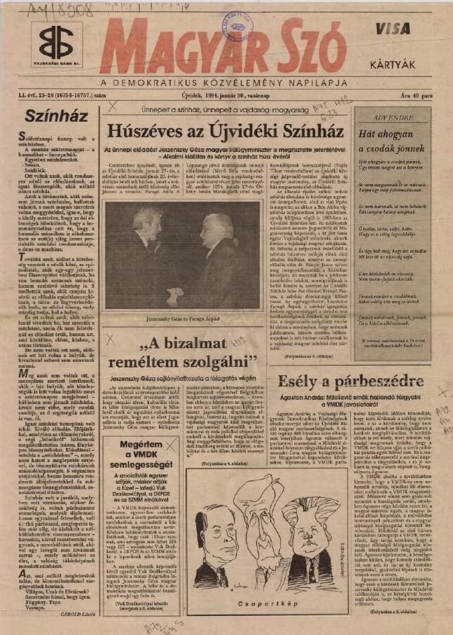 Magyar Szó, 51. évf. 1994. január 30. 25–28. sz. 1–24. oldal