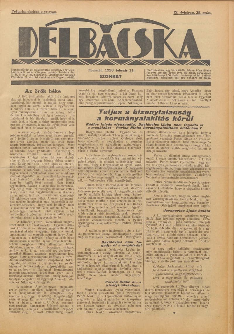 Délbácska, 9. évf. 1928. február 11. 35. sz.