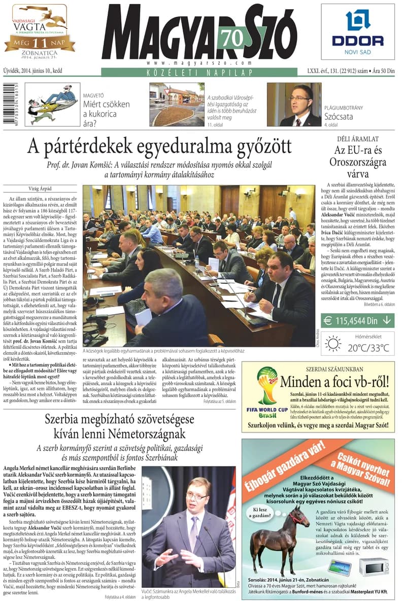 Magyar Szó, 71. évf. 2014. június 10. 131. sz. 1–20. oldal