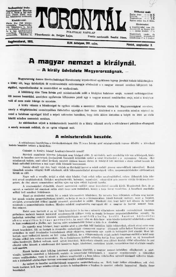 Torontál, 44. évf. 1915. szeptember 3. 201. sz.