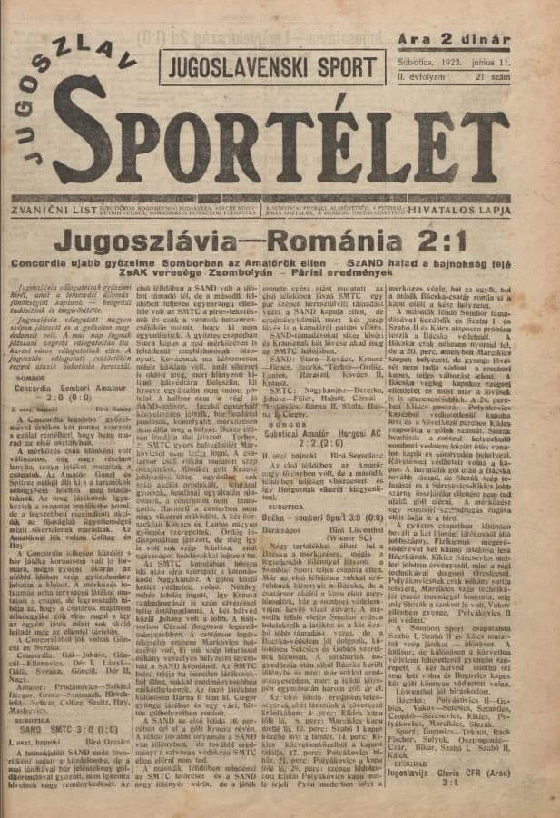 Jugoszláv sportélet, 2. évf. 1923. június 11. 21. sz.