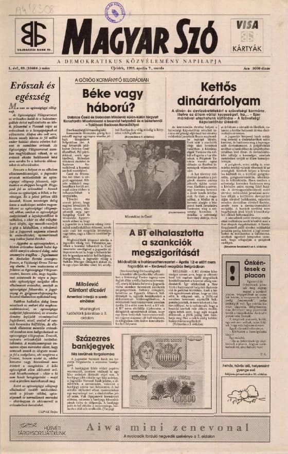 Magyar Szó, 50. évf. 1993. április 7. 94. sz. 1–12. oldal