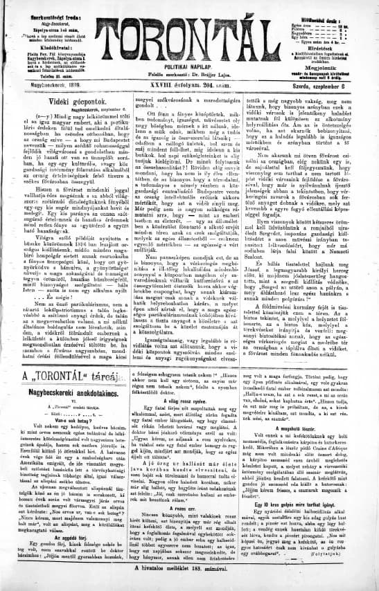 Torontál, 28. évf. 1899. szeptember 6. 204. sz.