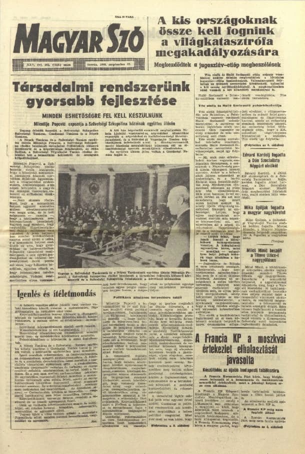 Magyar Szó, 25. évf. 1968. szeptember 25. 265. sz. 1–14. oldal