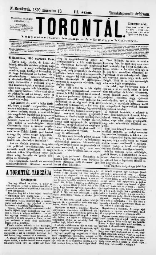 Torontál, 19. évf. 1890. március 16. 11. sz.