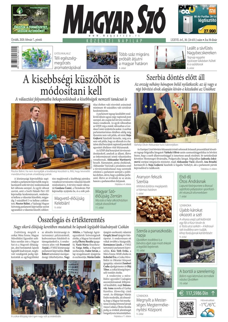 Magyar Szó, 77. évf. 2020. február 7. 30. sz. 1–16. oldal