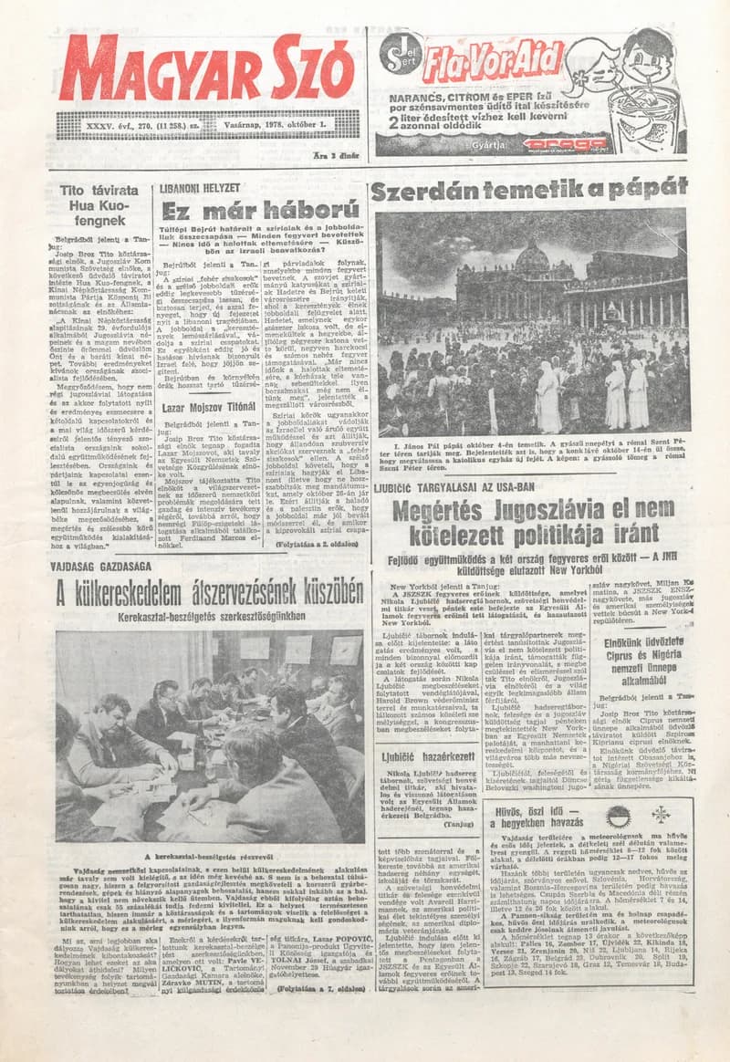 Magyar Szó, 35. évf. 1978. október 1. 270. sz. 1–28. oldal