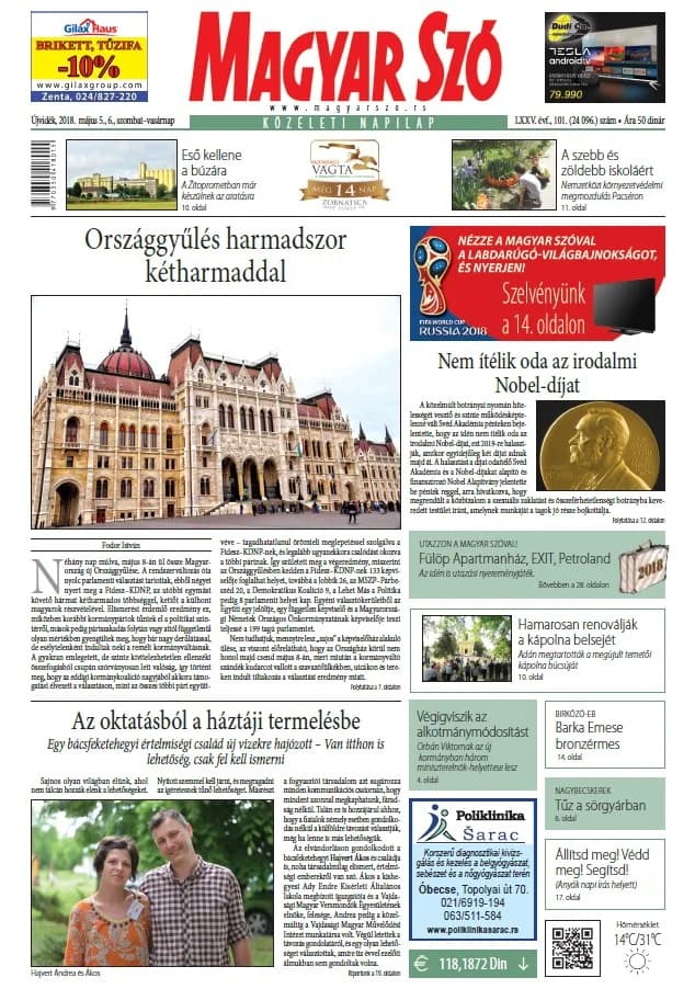 Magyar Szó, 75. évf. 2018. május 5. – 6. 101. sz. 1–42. oldal