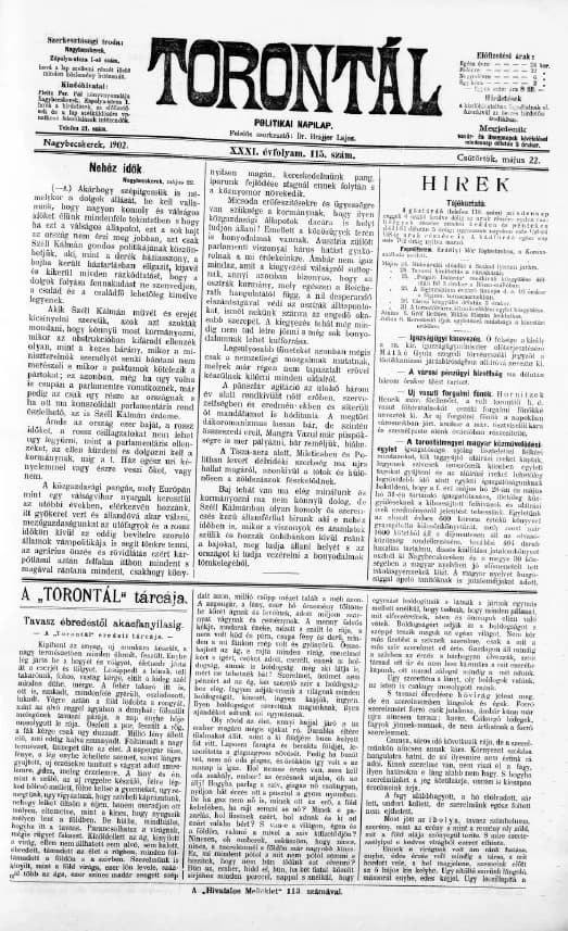 Torontál, 31. évf. 1902. május 22. 115. sz.