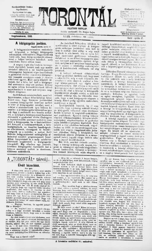 Torontál, 29. évf. 1900. április 17. 88. sz.