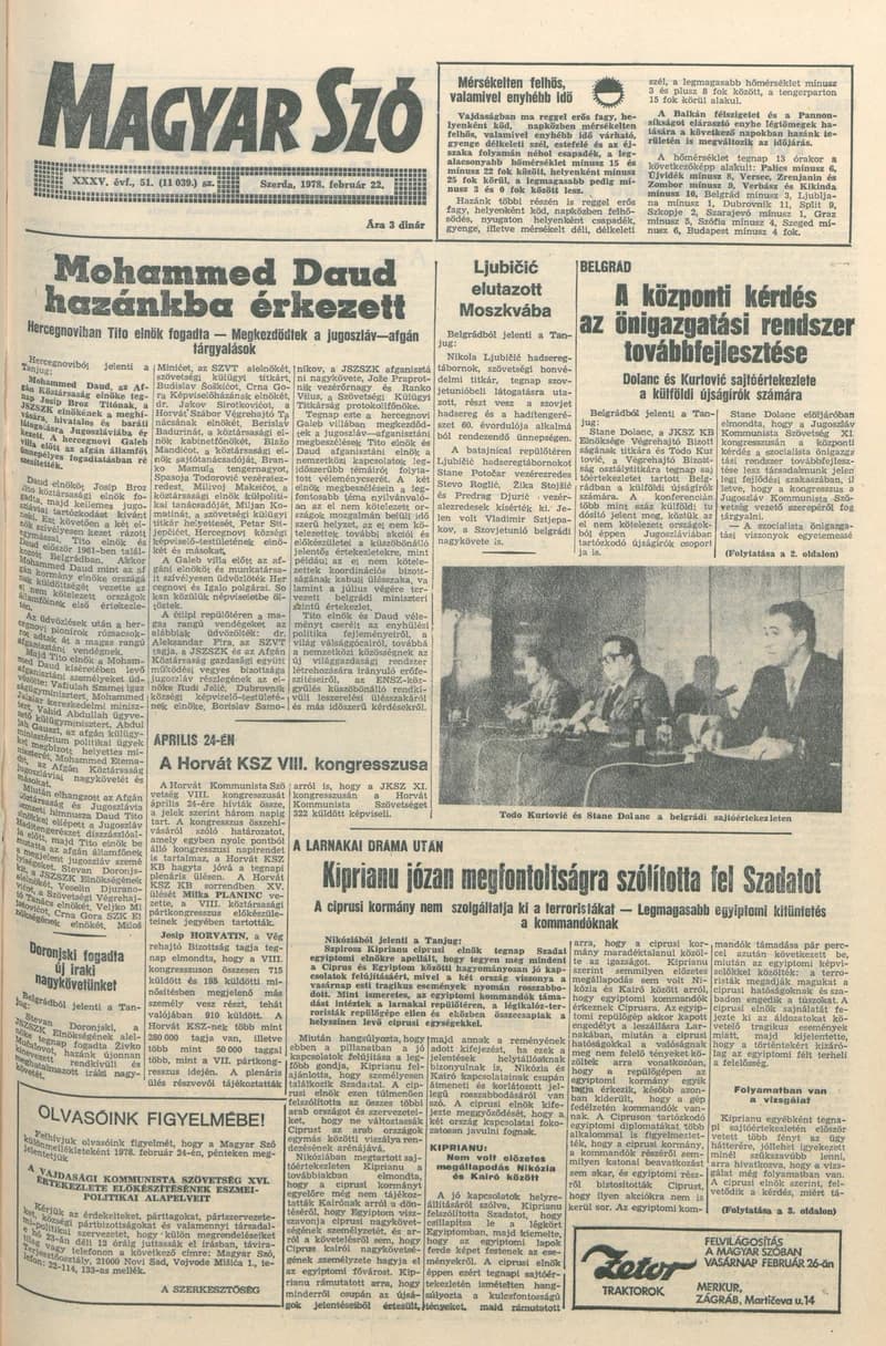 Magyar Szó, 35. évf. 1978. február 22. 51. sz. 1–20. oldal