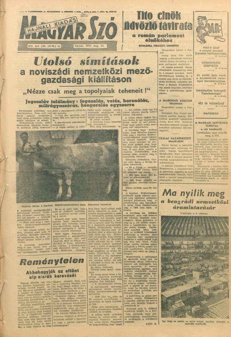 Magyar Szó, 14. évf. 1957. augusztus 23. 230. sz. 1–14. oldal