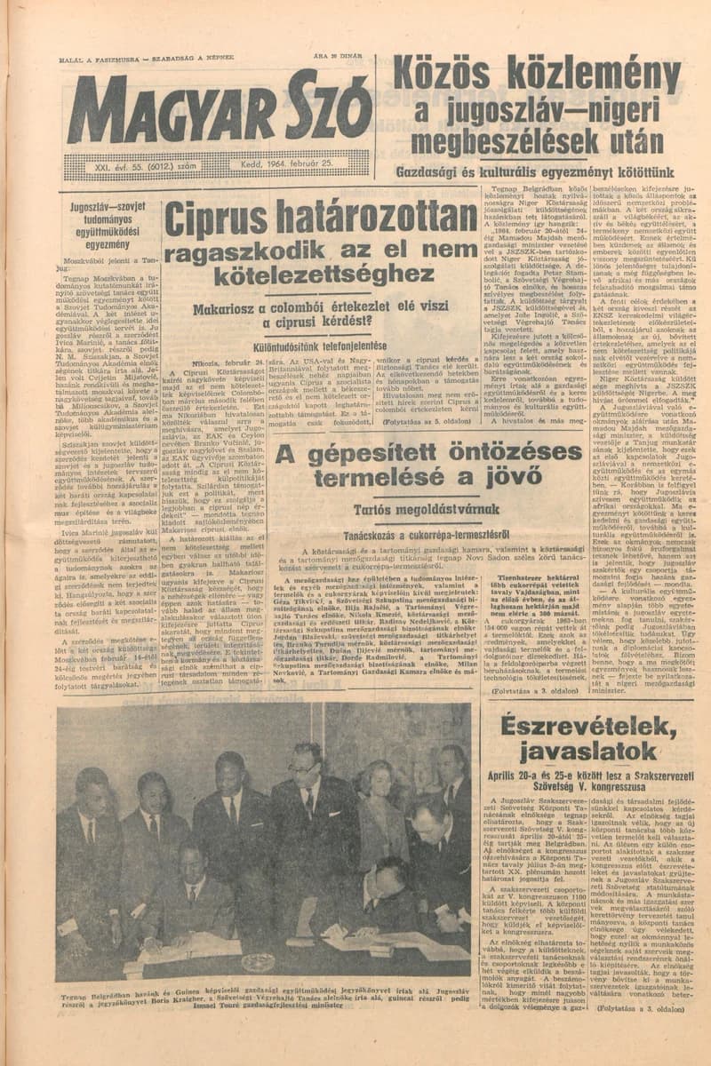 Magyar Szó, 21. évf. 1964. február 25. 55. sz. 1–16. oldal